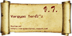 Vargyas Teréz névjegykártya